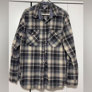 Carhartt Black and Cream Plaid Casual Button Down Shirt